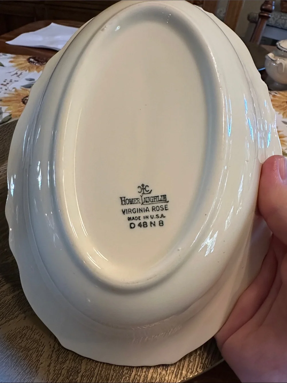 Homer laughlin Virginia  Floral Porcelain Gravy Boat with oval bowl